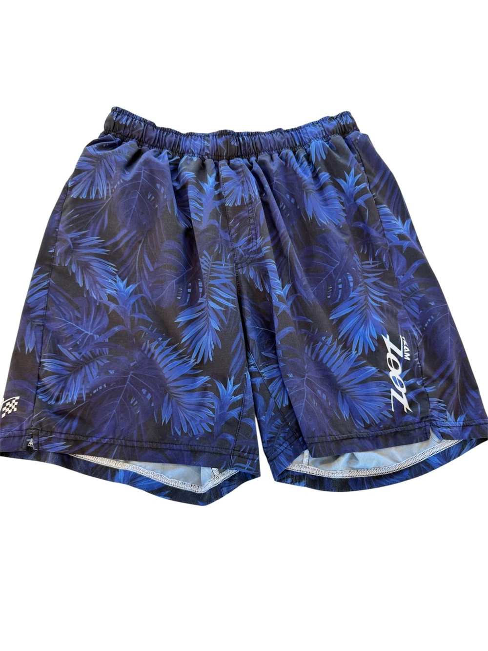 Zoot Team Men’s LTD 7” Run Shorts – Size M Blue Tropical Brief Lined Zip Pocket